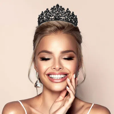 Fashnzfab Marquise Stone Accented Floral Queen Tiara In Metallic