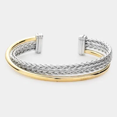 Fashnzfab Metal Cuff Bracelet In Silver