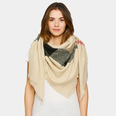Truedames Cozy Plaid Winter Blanket Scarf In Neutral