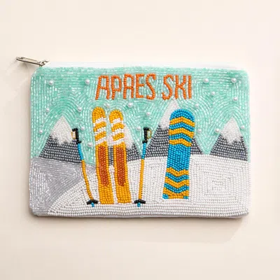 Fashnzfab Apres Ski Message Seed Beaded Mini Pouch Bag In Multi