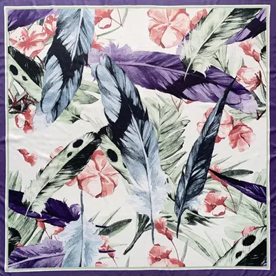 Truedames Nature Inspired Feather Square Scarf In Multi