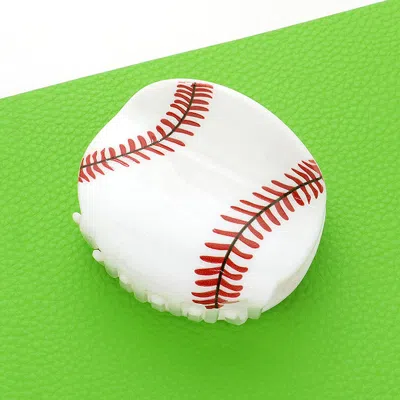 Fashnzfab Baseball Acrylic Hair Claw Clip In White