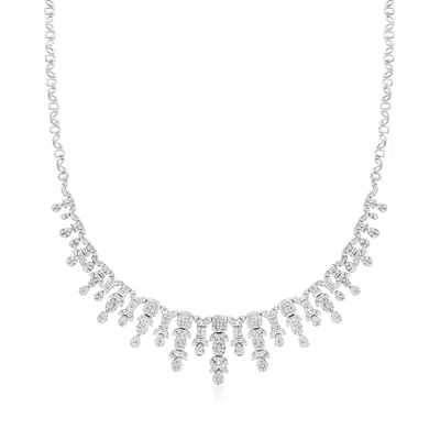 Ross-simons Diamond Fringe Necklace In Sterling Silver In White
