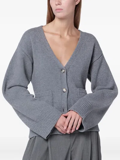 Almada Label Drea Cardigan In Grey Wool And Cashmere In Gray