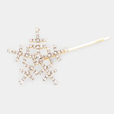 Fashnzfab Bubble Stone Snowflake Hair Bobby Pin In Gold