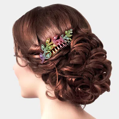 Fashnzfab Colorful Rhinestone Leaf Hair Comb In Multi