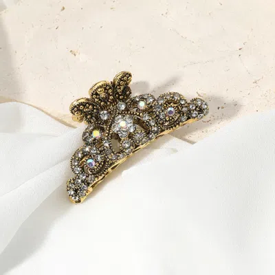 Fashnzfab Stone Embellished Hair Claw Clip In Gold