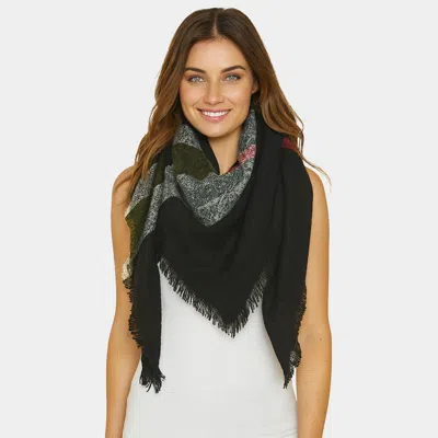 Truedames Cozy Plaid Winter Blanket Scarf In Black