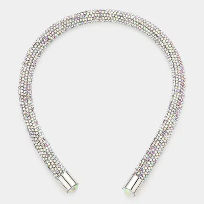 Fashnzfab Bling Studded Headband In Silver