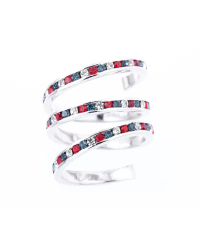Traditions Jewelry Company Fine Silver Plated Patriotic Crystal Spiral Ring In Metallic