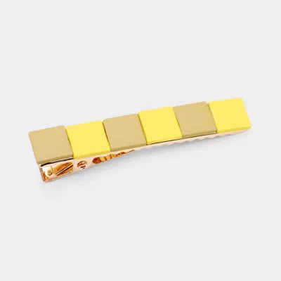 Fashnzfab Color Block Resin Square Alligator Snap Hair Clip In Yellow