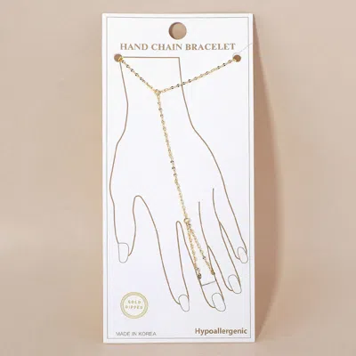 Fashnzfab Gold Dipped Paperclip Chain Hand Chain Bracelet In Gold
