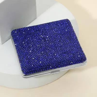 Fashnzfab Bling Square Money Clip / Cigarette Case In Blue