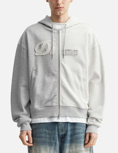 Dime Reverse French Terry Zip Hoodie In Gray