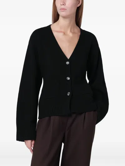 Almada Label Drea Cardigan In Black Wool And Cashmere In Black