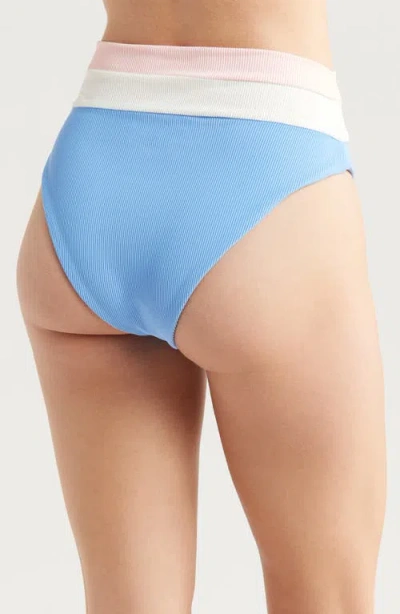 Beach Riot Heidi Colorblock High Waist Bikini Bottoms In Blue