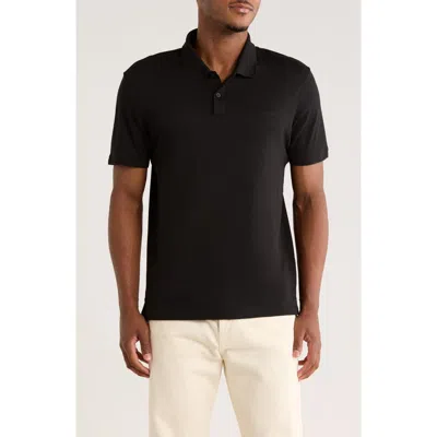 Calvin Klein Liquid Touch Interlock Cotton Polo In Black