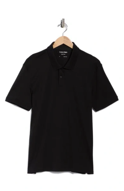 Calvin Klein Liquid Touch Interlock Cotton Polo In Black