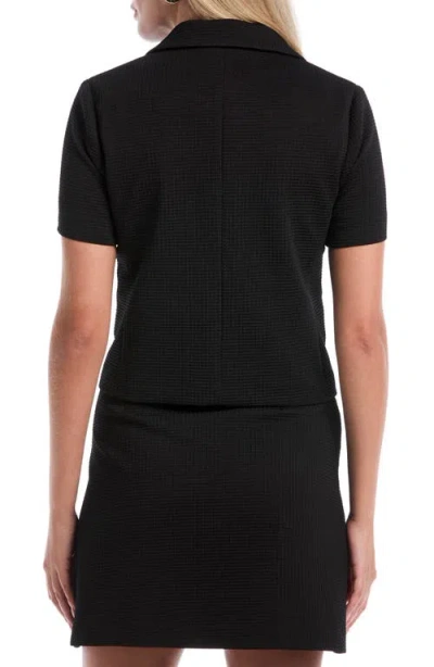 Laundry By Shelli Segal Short Sleeve Button Up Jacket In Black