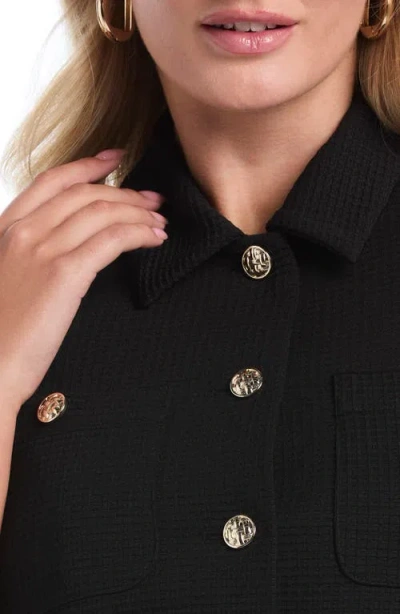 Laundry By Shelli Segal Short Sleeve Button Up Jacket In Black