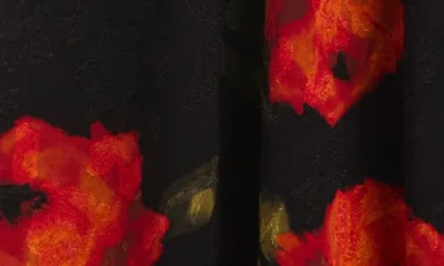 Laundry By Shelli Segal Rose Print Thigh Slit Maxi Skirt In Black