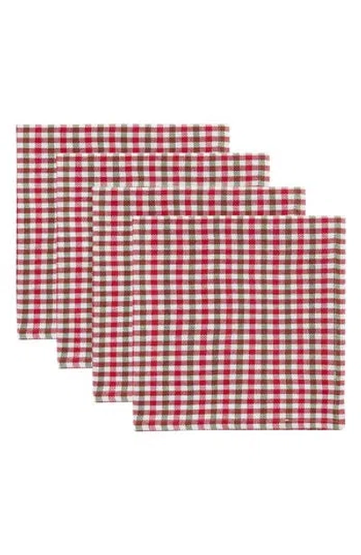 Design Imports Holiday Houndstooth 4-piece Napkin Set In Red