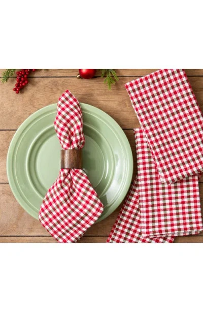 Design Imports Holiday Houndstooth 4-piece Napkin Set In Red