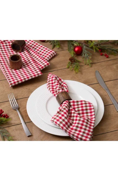 Design Imports Holiday Houndstooth 4-piece Napkin Set In Red