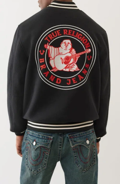 True Religion Men's Western Wool Varsity Jacket In Black