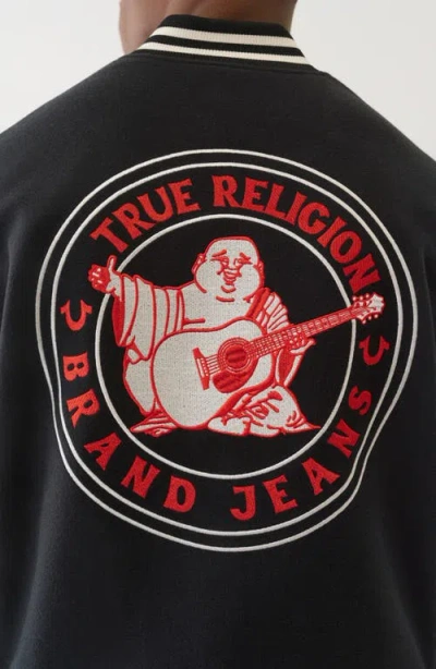 True Religion Men's Western Wool Varsity Jacket In Black