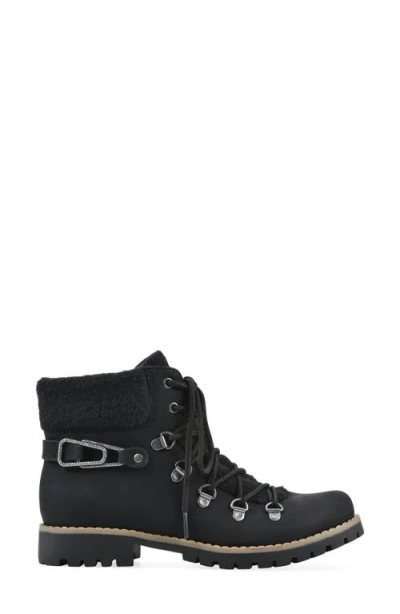 Cliffs By White Mountain Pioneer Faux Shearling Lined Lace-up Boot In Black
