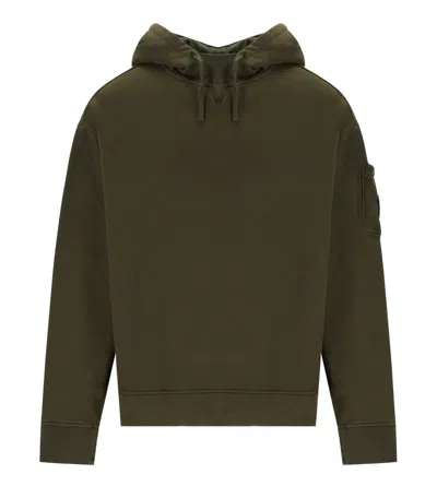 C.p. Company Hooded Long Sleeve Sweatshirt With Arm Pocket In Brown