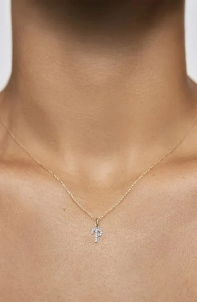 Monica Vinader Lab Created Diamond Initial Pendant Necklace In Gold