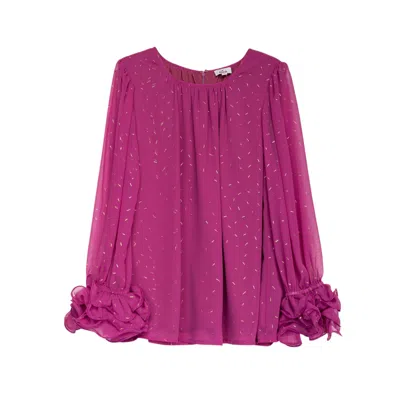 Niza Women's Pink Bougainvillea Long Sleeve Blouse In Pink