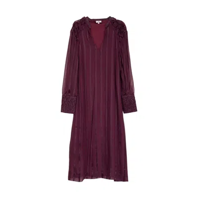 Niza Women's Purple Burgundy Midi Dress In Burgundy
