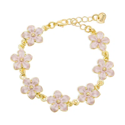 Timi Of Sweden Women's Gold Adeline  - Pink Enamel Flower Chain Bracelet In Gold