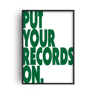 Fanclub Green Put Your Records On Retro Music Giclée Art Print In Green