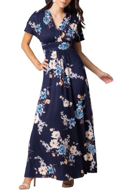 Kiyonna Vienna V-neck Maxi Dress In Blue