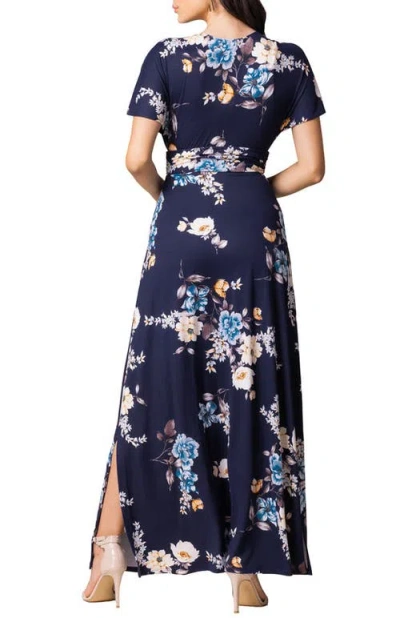 Kiyonna Vienna V-neck Maxi Dress In Blue