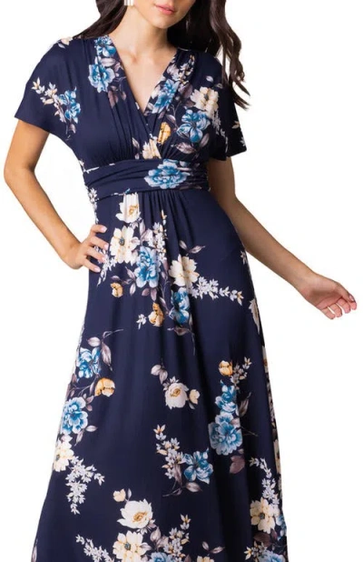 Kiyonna Vienna V-neck Maxi Dress In Blue