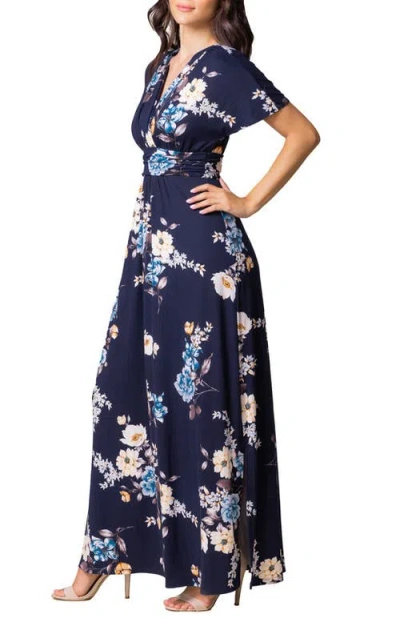 Kiyonna Vienna V-neck Maxi Dress In Blue