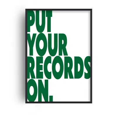 Fanclub Green Put Your Records On Retro Music Retro Music Art Print A2 In Green