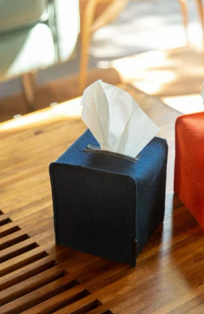 Graf & Lantz Graf Lantz Merino Wool Small Tissue Box Cover In Blue