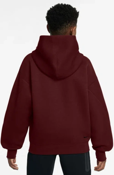 Nike Sportswear Tech Fleece Big Kids' (boys') Oversized Pullover Hoodie In Burgundy