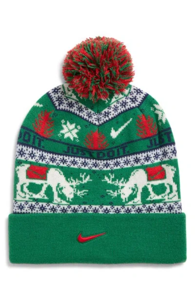 Nike Kids' Peak Pom Beanie In Green