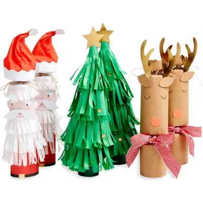 Meri Meri 6-pack Assorted Santa, Reindeer & Trees Christmas Crackers In Multi