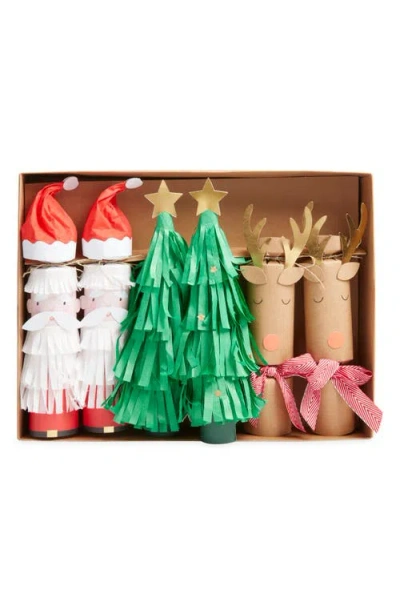 Meri Meri 6-pack Assorted Santa, Reindeer & Trees Christmas Crackers In Multi