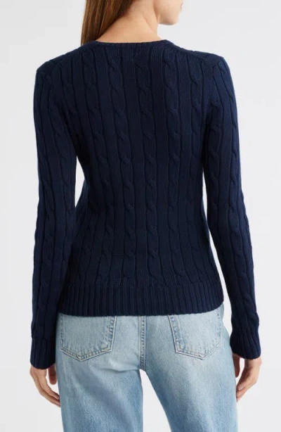 Polo Ralph Lauren Cable-knit Slim Fit Cotton Crewneck Jumper Clothing In Blue