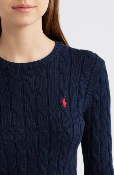 Polo Ralph Lauren Cable-knit Slim Fit Cotton Crewneck Jumper Clothing In Blue