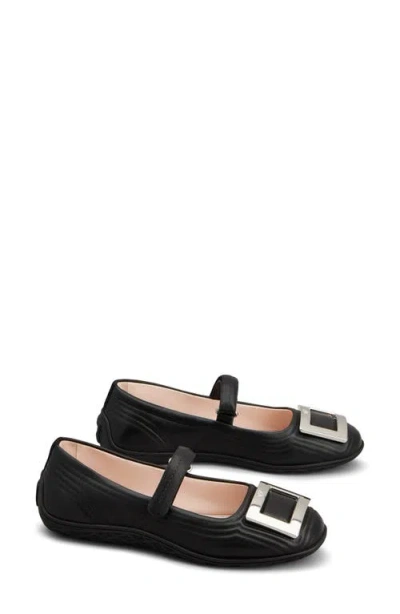 Roger Vivier Low Mary Jane Ballerinas In Leather In Black
